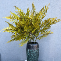Branche de fougère artificielle, 13 feuilles, jaune clair, fausse verdure, tige, toile de fond de mariage, accessoire photo, décoration intérieure et extérieure