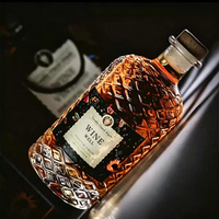 Bouteille en verre vide personnalisée Flint 750ml 700ml 500ml avec bouchon en liège pour whisky, spiritueux, liqueur