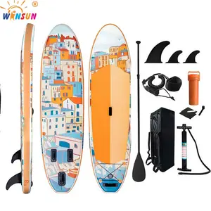 Planche de pêche d'été populaire, pompe électrique personnalisée, planche de pagaie gonflable de Yoga, planche de surf d'aileron avec accessoires