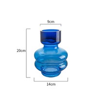 Vase en verre soufflé à la main, artistique, à dégradé, à col étroit, pour fleurs hydroponiques, transparent, moderne, minimaliste, centre de table créatif