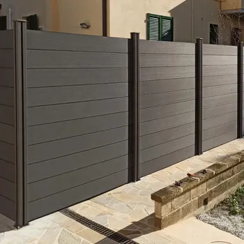 Vente en gros de clôture de sécurité de jardin design noir bon marché clôture composite en bois et plastique