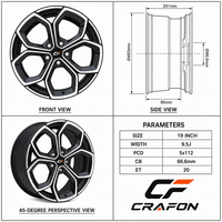 Jantes forgées CF 18 19 20 pouces 5x108 PCD pour voitures particulières, compatibles avec Smart 1 3, jantes dorées, fabrication ODM