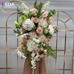 ของตกแต่งงานปาร์ตี้ LEDA ผลิตภัณฑ์ใหม่ ดอกไม้สีชมพูทำมือ แถวดอกกุหลาบสีขาว แถวดอกไฮเดรนเยียสีขาว สำหรับงานแต่งงาน - Product Image 1