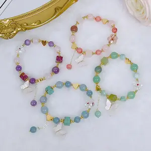 ins simple everything design charm retro hand jewelry Korean fashion temperament super fairy pearl butterfly bracelet women