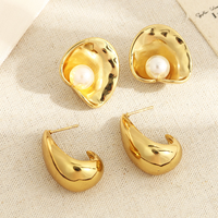 Pendientes de Perlas en Forma de Gota de Agua, Chapados en Oro PVD Resistentes a la Decoloración, Joyería Elegante para Mujer