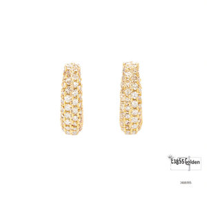 Orecchini a Cerchio Dorati E3855 con Cristalli e Strass, Gioielli Placcati Oro per Uso Quotidiano Femminile - Product Image 1