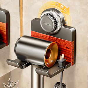 Soporte de pared para secador de pelo Lteng, color gris pulido, sin perforaciones, estante de almacenamiento rectangular para baño - Product Image 3