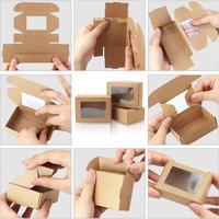 In Stock Mini Rectangle Kraft Paper Boxes with Clear Windows White Cardstock Food Grade Cake Box Recyclable Custom Size