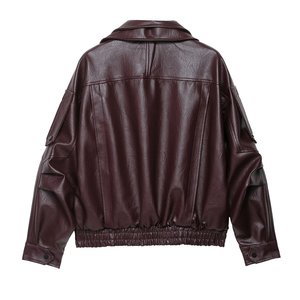 <span class=keywords><strong>Mujer</strong></span> 2025 Otoño e Invierno nueva moda ocio solapa <span class=keywords><strong>cremallera</strong></span> motocicleta abrigo retro <span class=keywords><strong>mujer</strong></span> manga <span class=keywords><strong>larga</strong></span> abrigo. - Product Image 2