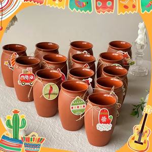 Ensemble de tasses en argile <span class=keywords><strong>terre</strong></span> <span class=keywords><strong>cuite</strong></span> faites à la main Verres mexicains Mariage Noël Cantaritos De Barro Tequila Shot Verre à Cocktail - Product Image 6