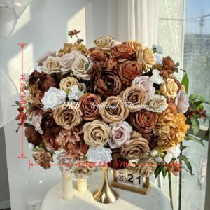 Centres de table pour mariage Centres de table Boule de fleurs Centres de table Boules de fleurs en soie rose brulée pour la décoration de mariage - Product Image 2