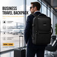 Grand sac à dos de voyage d'affaires en nylon imperméable unisexe, sac de week-end, sac de voyage avec fermeture éclair antivol USB, polyester, 24L