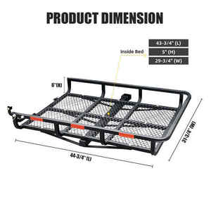 <span class=keywords><strong>Porte</strong></span>-bagages pliable pour attelage arrière de 2 pouces, capacité de <span class=keywords><strong>500</strong></span> lb, panier à bagages avec support de toit, support d'attelage pour toit de voiture - Product Image 3