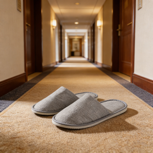 Chaussons jetables écologiques et recyclables pour <span class=keywords><strong>hôtel</strong></span>, série J en lin à 7 ondulations, éponge 0,2, petit talon pour spa, vacances, vente en gros - Product Image 2