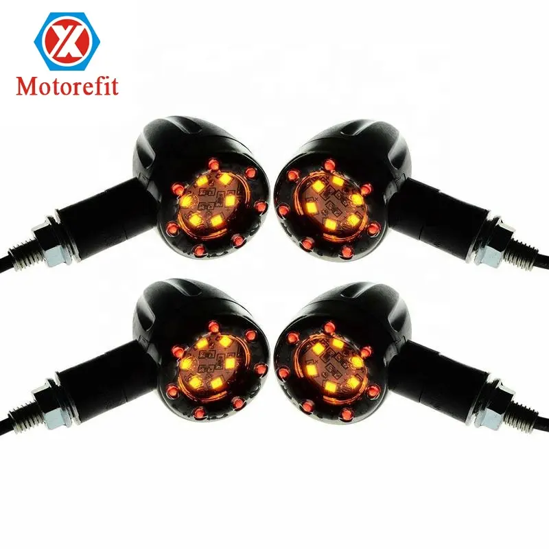 RTS 4X Lampu Amber LED Motor Hitam Universal, Lampu Sein Belakang Indikator Lampu Rem