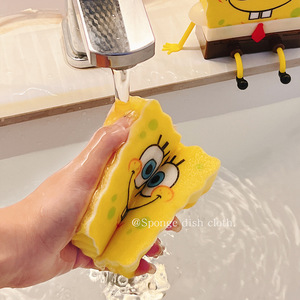 SpongeBob SquarePants Dishwashing Sponge <b>Block</b> Animal <b>Shape</b> Kitchen Cleaning Scouring Pad Absorbent For Pots And Pans - Product Image 4