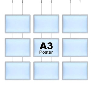Kingwe-<b>star</b> Crystal <b>Led</b> Rectangle A4 Size Acrylic Frame Cable Hanging Glow Border Real Estate Window Display <b>Light</b> Box - Product Image 1