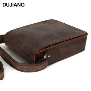 Sac à main décontracté en cuir véritable pour hommes Sac à bandoulière rétro plat en cuir de vachette - Product Image 2