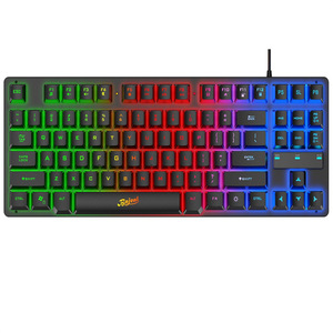 87 Keys Mechanical Feel Gaming Keyboard Rainbow Backlit Wired Portable for Laptop <b>PC</b> Computer - Product Image 4
