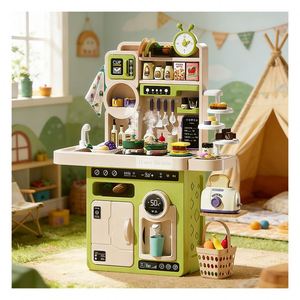 Kids Kitchen Toy Set Little Chef <b>Corner</b> Sink Burner Rack Cupboard Creative Learning Home Entertainment Imagination - Product Image 5