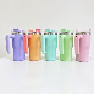 25PACK-USA Warehouse Vacuum Insulated Candy <b>Macaron</b> Colored Blank Sublimation Kids Student 20oz Tumbler With Handle - Product Image 1