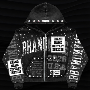 Relaxed Fit Casual Street Fashion Outerwear Custom Logo Men Oversized Graphic Hoodie Full Zip Hooded Jacket for Everyday Wear - Product Image 3