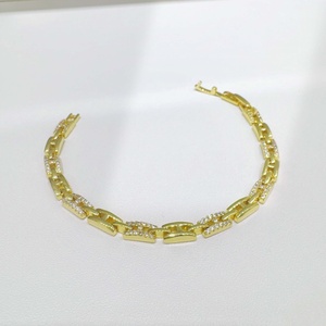 Bracelet unisexe de luxe en argent 925, style hip hop, maillons géométriques, or 14 carats, zircon, épais, personnalisé. - Product Image 2