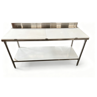 Table de travail commerciale OEM ODM Xiangying en acier inoxydable avec plateau en PE et crédence, table de préparation à 2 niveaux