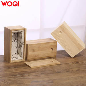 WOQI bitmemiş çam ahşap kare saklama kutusu sürgülü kapak Vintage hatıra kart konteyner küçük hediye kutusu için sanat hobi DIY zanaat - Product Image 5