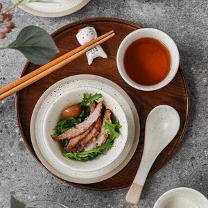 Vente chaude Vaisselle Japonaise Beige Couverts En Céramique Ensemble Porcelaine Cuillère Assiette et Bols Ensemble pour <span class=keywords><strong>Restaurant</strong></span> - Product Image 4