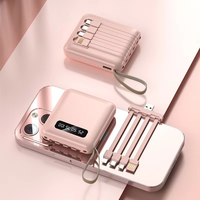 Batterie externe compacte mini 10000 mAh Li-polymère personnalisée en gros, charge rapide 2A, entrée Type-C 10W, câble intégré, ABS