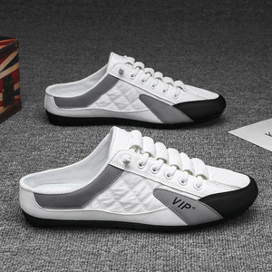 Vip Men's Breathable Half Slippers Non Slip Lace Up <b>Casual</b> <b>Shoes</b> With Heel Free Design Round Toe EVA Midsole Rubber Outsole - Product Image 6