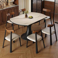 Ensemble de table à manger extensible en chêne massif, nouveau design moderne européen en céramique, forme ronde, 6 places, durable