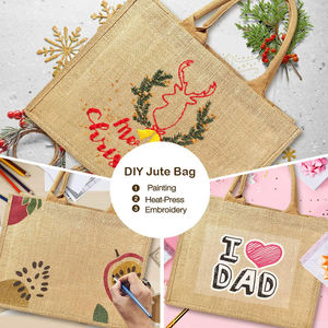 大号可重复使用的粗麻布黄麻手提袋，可定制 DIY 标志，丝网印刷定制颜色 - 促销婚礼礼品袋 - Product Image 2