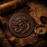 Pièce de collection commémorative Dragon Valkyrie en cuivre fin .999 de 5 oz, pièce de défi antique personnalisée en relief 3D pour collection de luxe