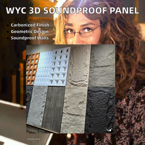 WYC Panel dinding geometris 3D, dekorasi dinding komponen poliuretan gaya tradisional dasar Veneer batu PU kedap suara - Product Image 2
