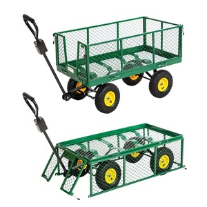 Chariot de jardin robuste en acier inoxydable QD à quatre roues, structure en maille personnalisable OEM pour extérieur, outils en gros TC4025 - Product Image 4