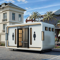 Conteneur carré en acier imperméable pour l'extérieur, maison préfabriquée, design moderne, écologique, anti-corrosion, toilettes portables, usage public