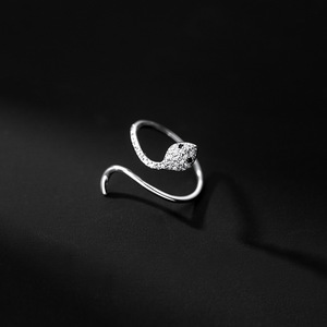 Serpiente de verano con temperamento de plata S925 con anillo de diamante, anillo de Animal personalizado para mujer, joyería