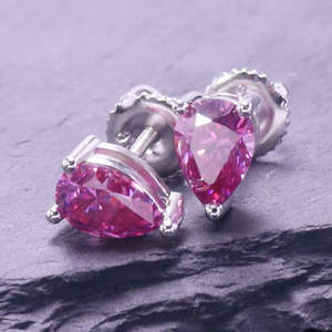 Nouvelles boucles d'oreilles en moissanite de 1 carat, forme poire rose, plaquées or 10K/14K et argent - Product Image 4