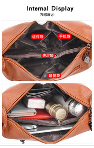 กระเป๋าสะพายพาดลำตัวดีไซเนอร์แฟชั่นใหม่กระเป๋าแมสเซนเจอร์สะพายไหล่หนัง PU กระเป๋าโท้ทลำลองกระเป๋าถือและกระเป๋าเงินสำหรับผู้หญิงหรูหรา - Product Image 5