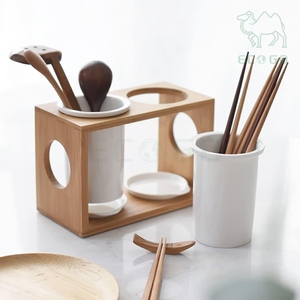 Organizador de Bambú para Encimera de Cocina, Soporte para Cubiertos, Cuchillos y Tenedores con Bandeja de Drenaje - Product Image 6