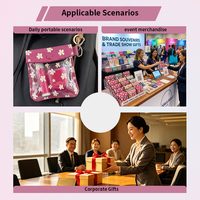 Pochette en toile personnalisée Lady Factory avec bouton-pression, fenêtre transparente, blocage RFID, mini porte-cartes de crédit, porte-clés