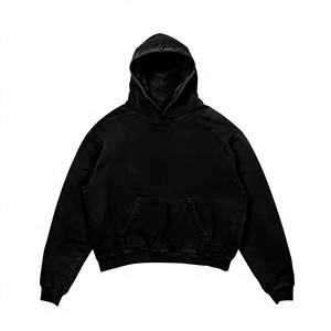 <b>Men</b> Acid Wash Hoodie Premium 400 GSM Cotton <b>Fleece</b> <b>Black</b> Heavyweight Custom Embroidery Screen Print DTF DTG Puff Print OEM ODM - Product Image 1