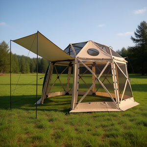 D0100XFPTCV Tente de camping pop-up avec moustiquaire 12 x 12 pieds beige, 13 côtés en maille anti-insectes, auvent d'été avec sac de transport - Product Image 2