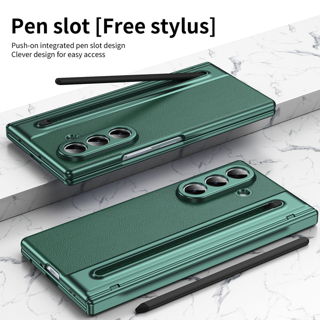 Creative Business Design Mobile Phone Case with Side Pen Slot PC Material Shockproof for Samsung Galaxy Z Fold 3/4/5/6/7