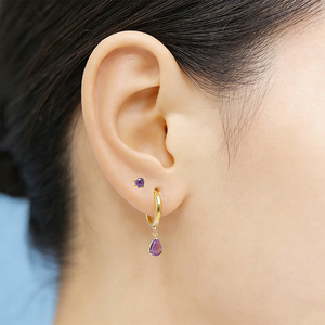 Gaby Joyería para Piercing de Oreja de Titanio ASTM F136, Tipo Labret de Aro con Parte Trasera Plana, Sin Rosca, de Inserción, Grado Implante, Piedra Natural - Product Image 2