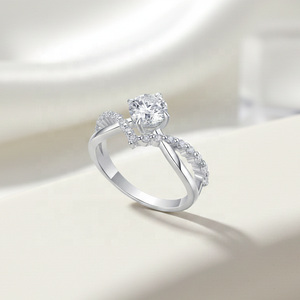 Vente directe d'usine, bijoux de mariage en argent 925 pour femmes, bague de fiançailles en <span class=keywords><strong>diamant</strong></span> de laboratoire de 1 carat, double couche, couronne de princesse, 1ct - Product Image 3