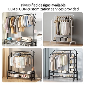 Appendiabiti da terra portatile, semplice, a doppio palo, in metallo, espositore per abiti, grande capacità, appendiabiti a montagna - Product Image 3