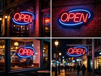 Letrero LED comercial doble con contorno de neón para negocios, letrero LED colgante para escaparates de restaurantes y tiendas